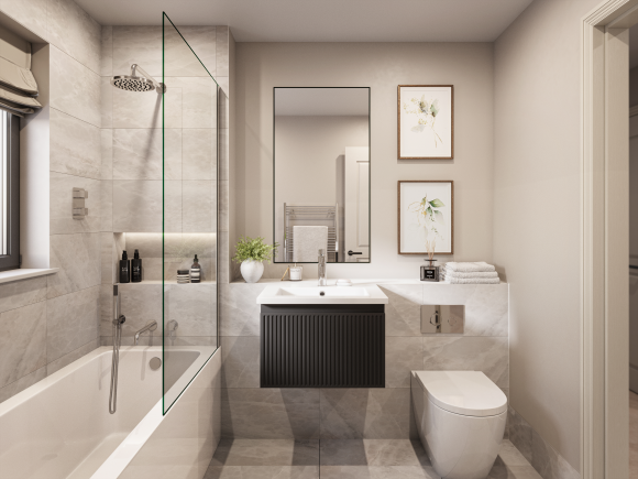Image of the bathroom area of one of The Waldrons’ properties in Felbridge, Surrey, from Bruckland Developments.