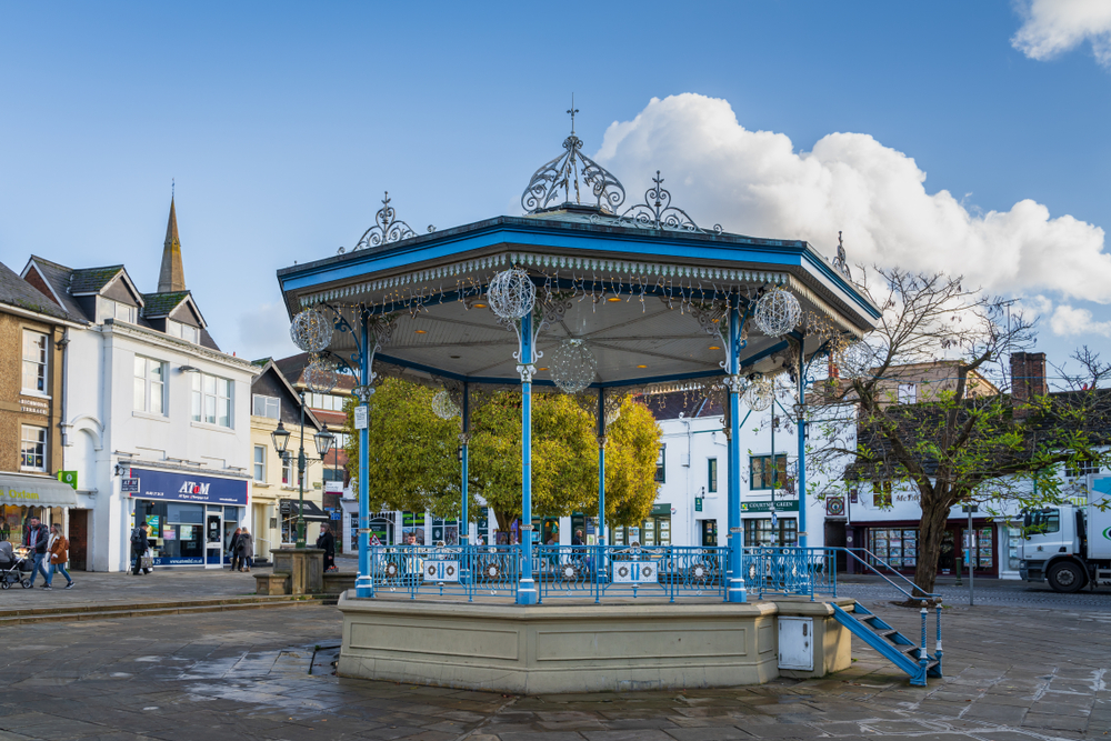 Photo of the Horsham Carfax Bandstand located in the town centre.