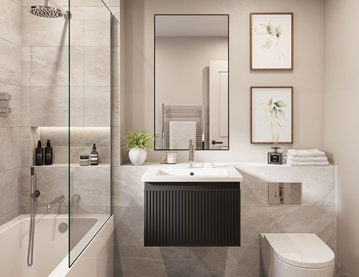 A bathroom in the Golden Manor Mews development.